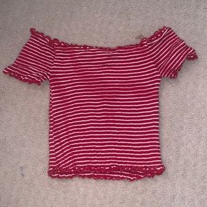 red and white striped cropped top